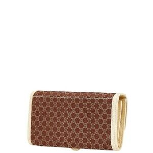 Celine canvas Macadam leather wallet Ivory White brown long